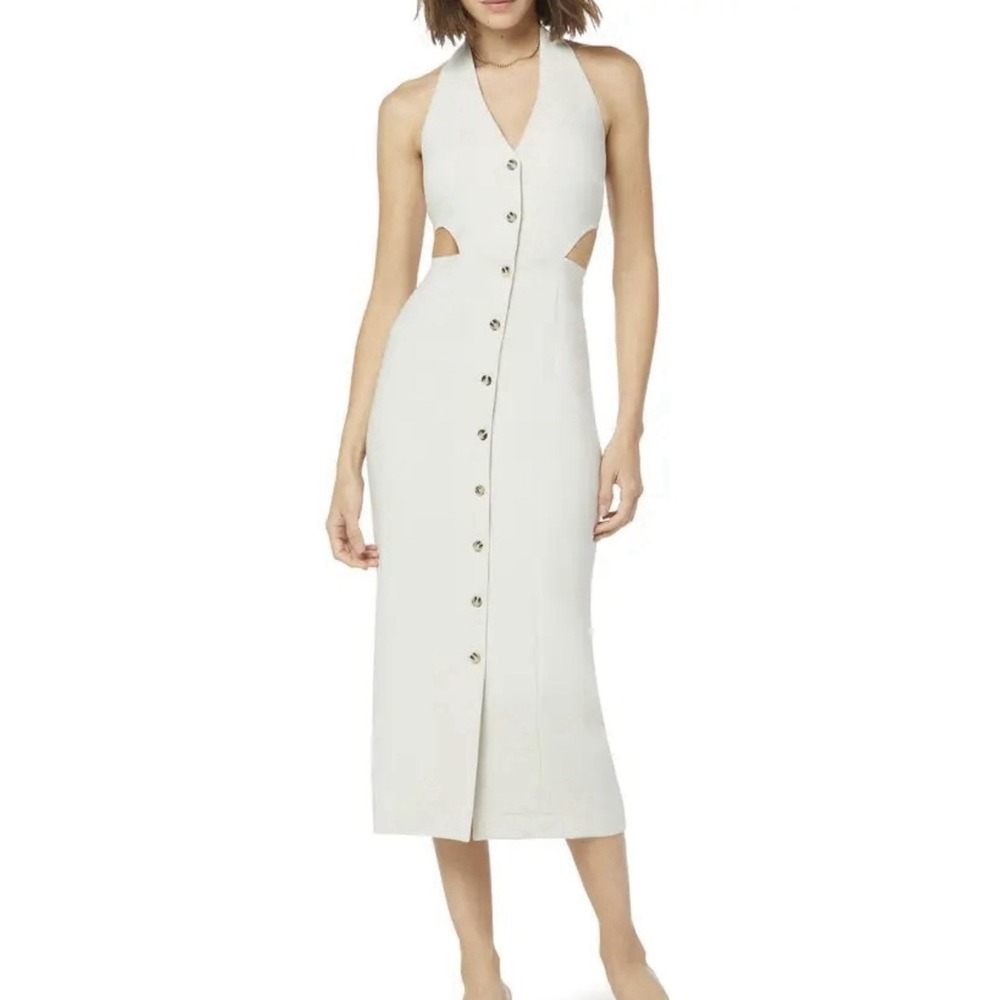 Favorite‎ Daughter Halter Midi Dress Womens 12 Ivory  Cutout Button 45FE5CHD4502
